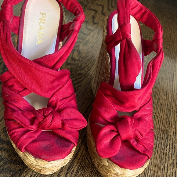 Prada red espadrille platform sandals size 36 1/2 - Picture 6 of 8